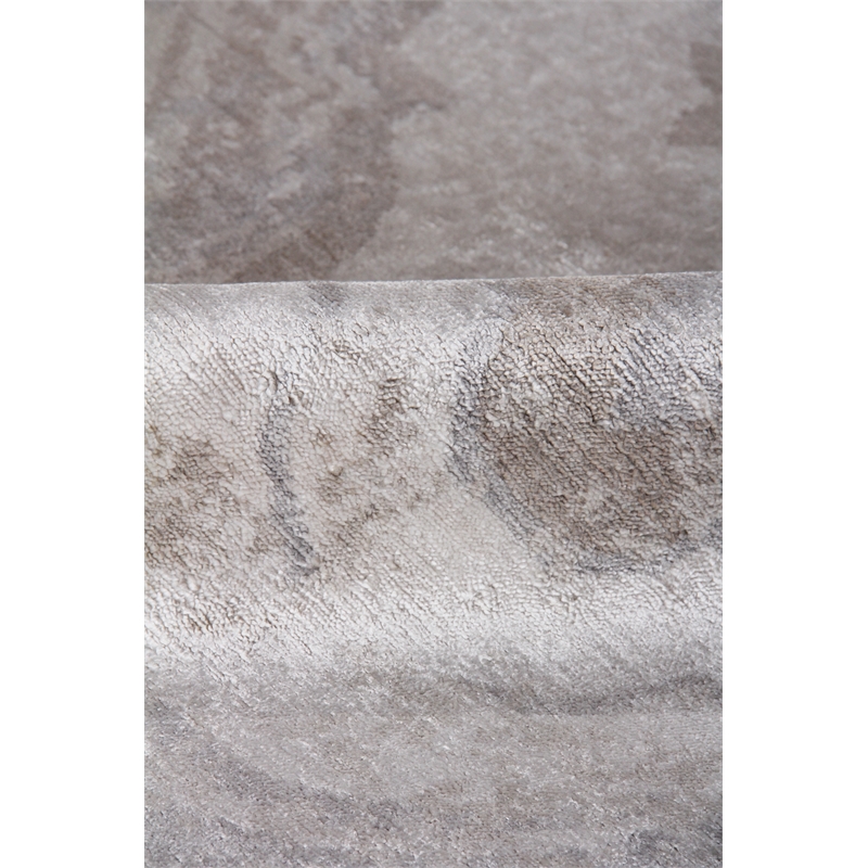 Antique'D Silk Hand-Knotted Bamboo Silk Beige/Ivory 6'x9' Area Rug