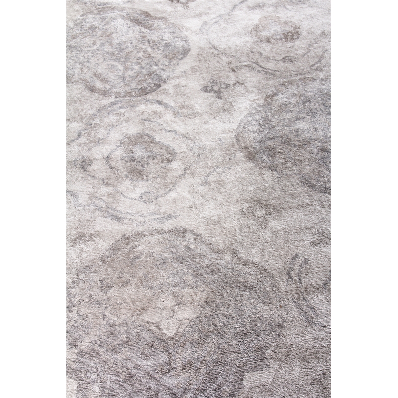 Antique'D Silk Hand-Knotted Bamboo Silk Beige/Ivory 6'x9' Area Rug