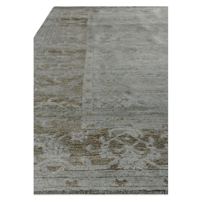 Antique'D Silk Hand-Knotted Bamboo Silk Aqua 8'x10' Area Rug