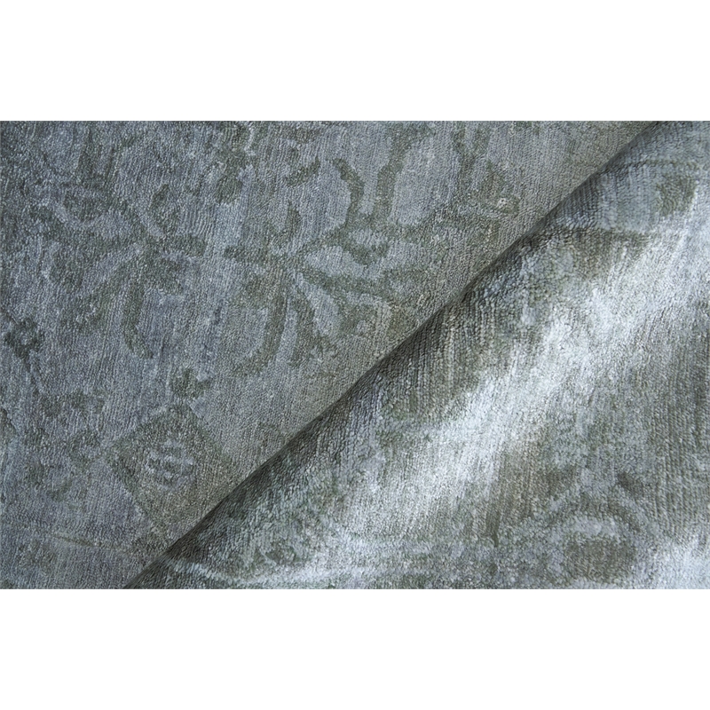 Antique'D Silk Hand-Knotted Bamboo Silk Aqua 8'x10' Area Rug