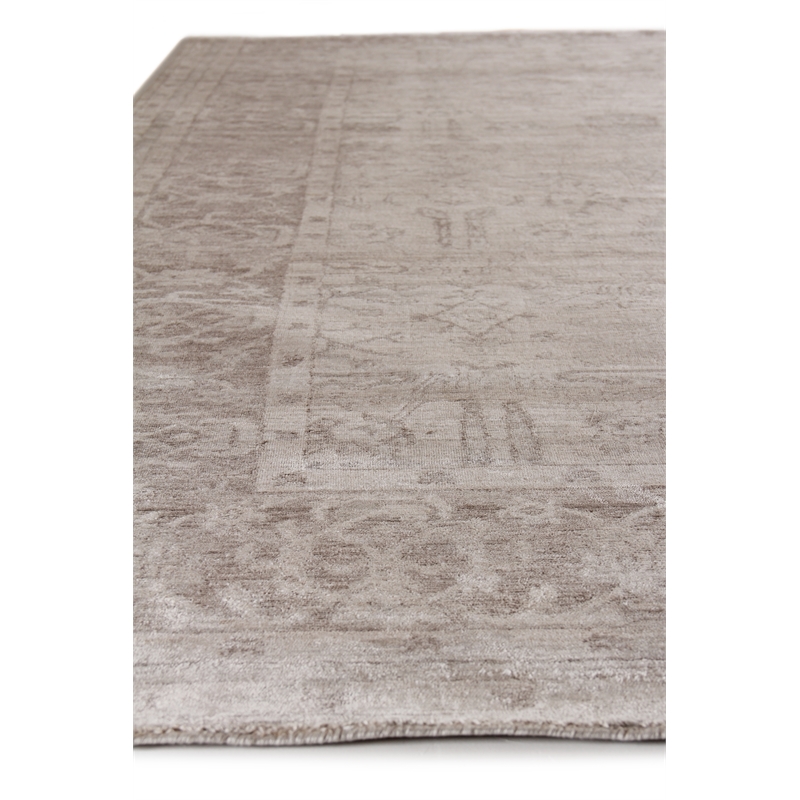 Antique'D Silk Hand-Knotted Bamboo Silk Silver 9'x12' Area Rug