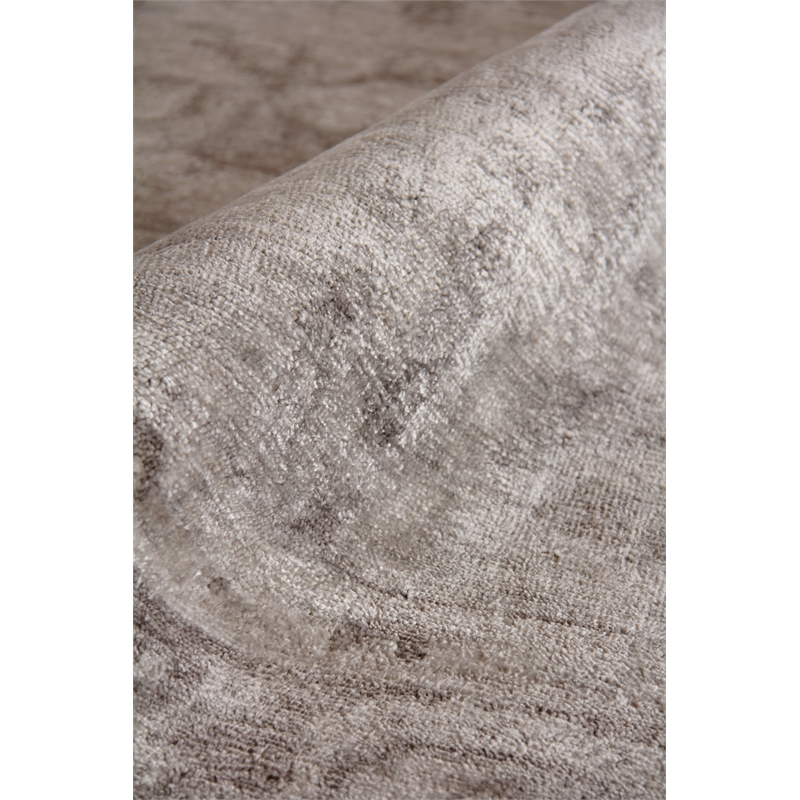 Antique'D Silk Hand-Knotted Bamboo Silk Silver 9'x12' Area Rug
