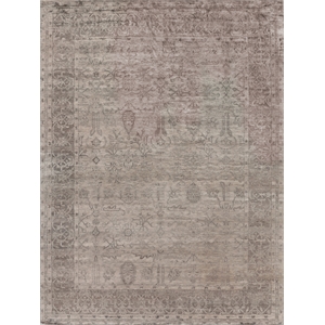 Antique'D Silk Hand-Knotted Bamboo Silk Silver 9'x12' Area Rug