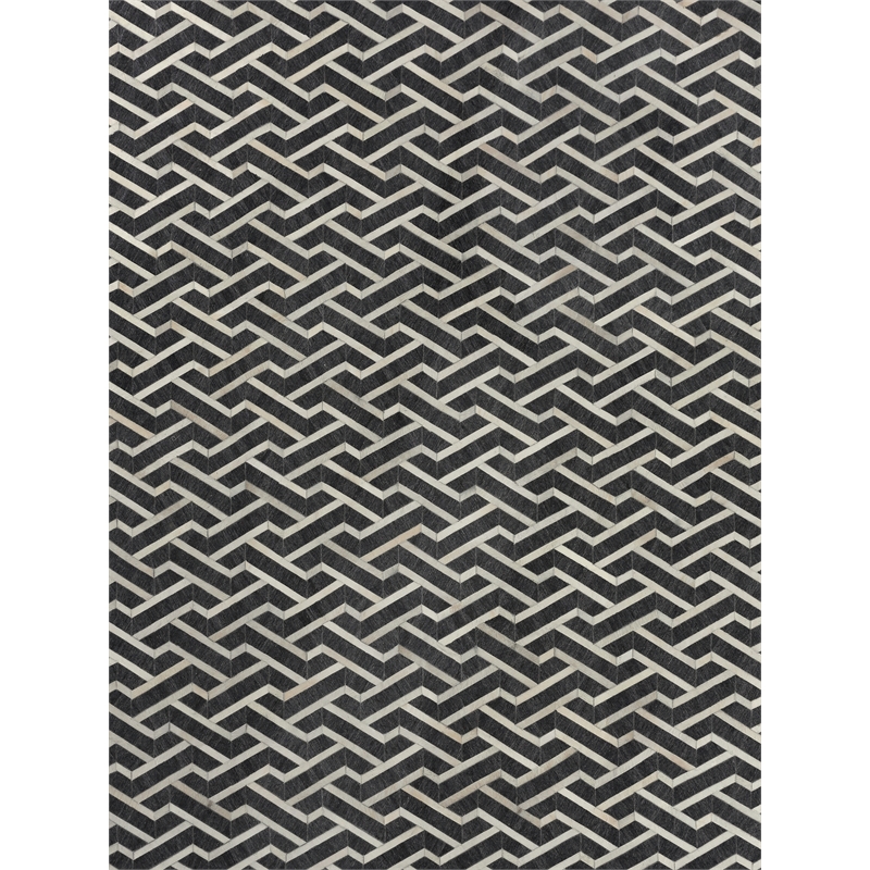 Berlin Hand-Tufted Leather/Viscose Charcoal/Ivory 5'x8' Area Rug