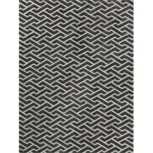 Berlin Hand-Tufted Leather/Viscose Charcoal/Ivory 5'x8' Area Rug