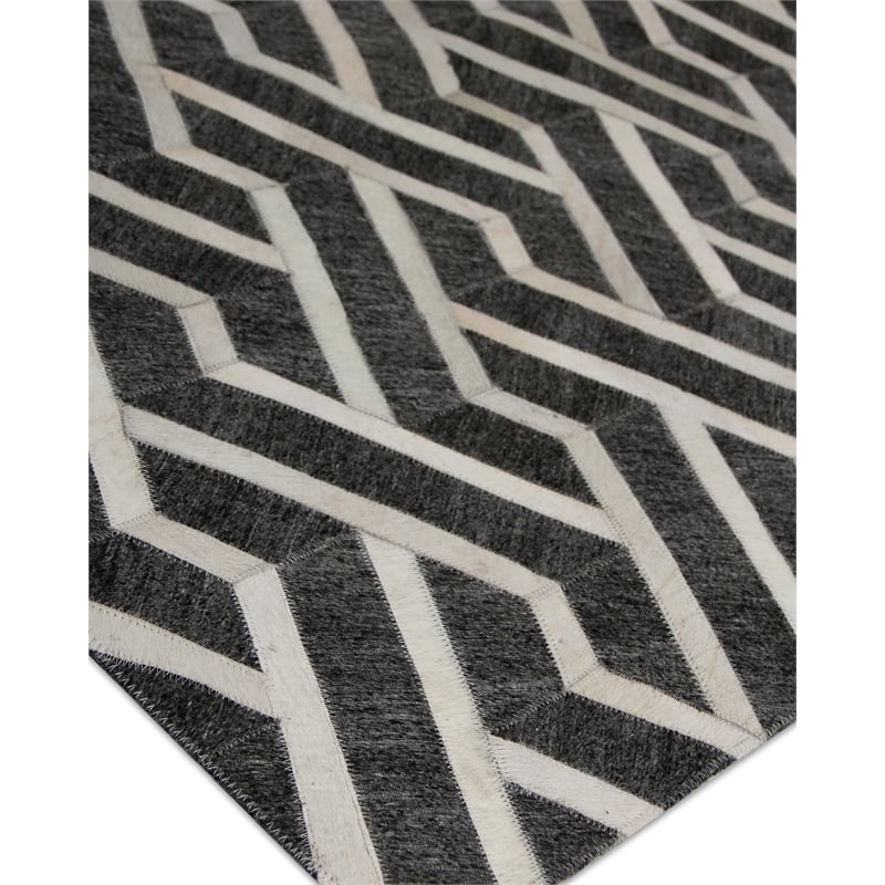 Berlin Hand-Tufted Leather/Viscose Charcoal/Ivory 8'x11' Area Rug