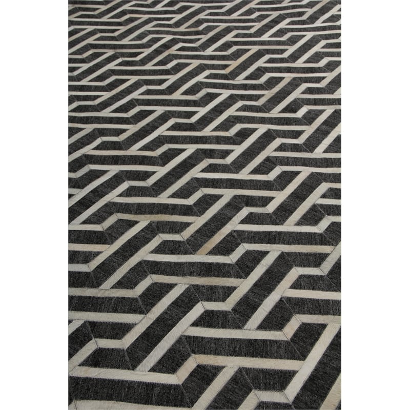 Berlin Hand-Tufted Leather/Viscose Charcoal/Ivory 8'x11' Area Rug