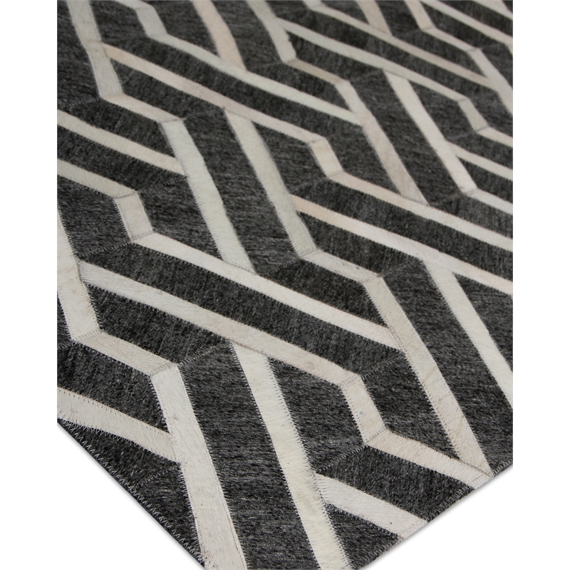 Berlin Hand-Tufted Leather/Viscose Charcoal/Ivory 9'6