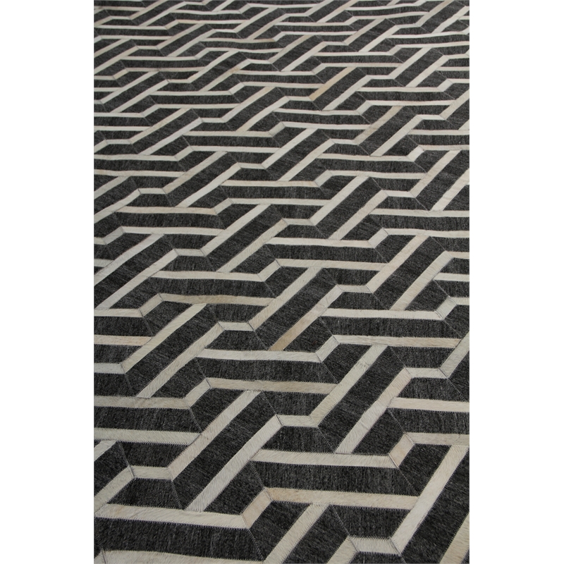 Berlin Hand-Tufted Leather/Viscose Charcoal/Ivory 9'6