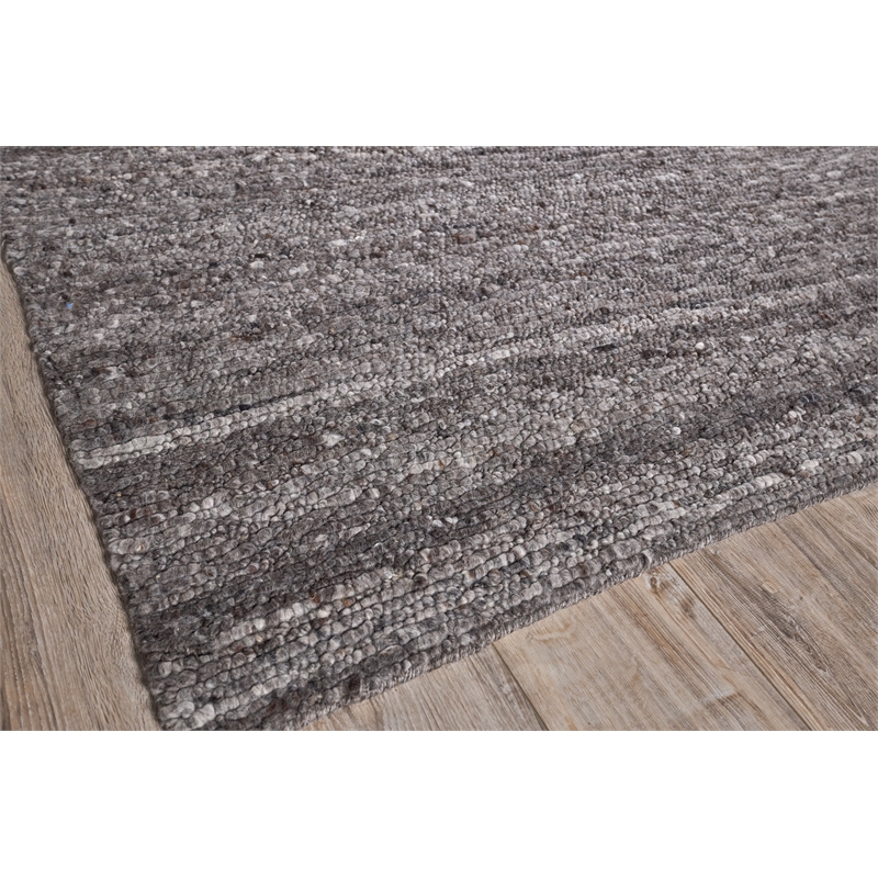 Borelli Handloomed New Zealand Wool Dark Gray 8'x10' Area Rug