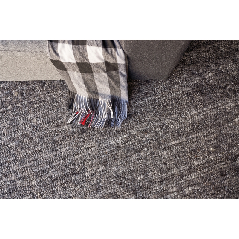 Borelli Handloomed New Zealand Wool Dark Gray 8'x10' Area Rug
