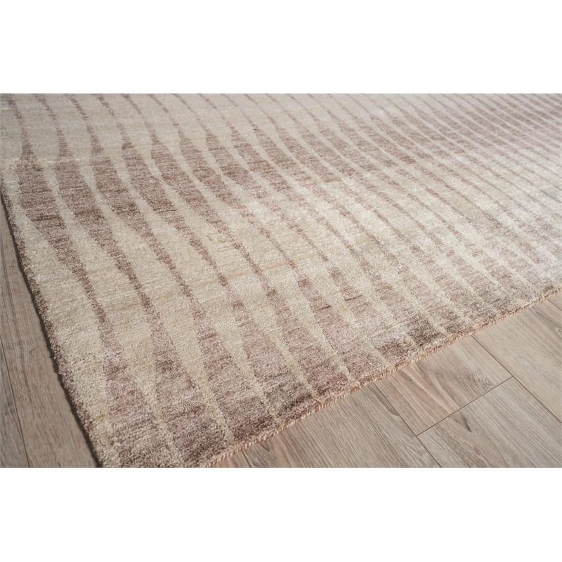 Bamboo Silk Hand-Knotted Bamboo Silk Beige/Brown 12'x15' Area Rug