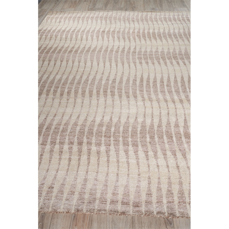 Bamboo Silk Hand-Knotted Bamboo Silk Beige/Brown 12'x15' Area Rug