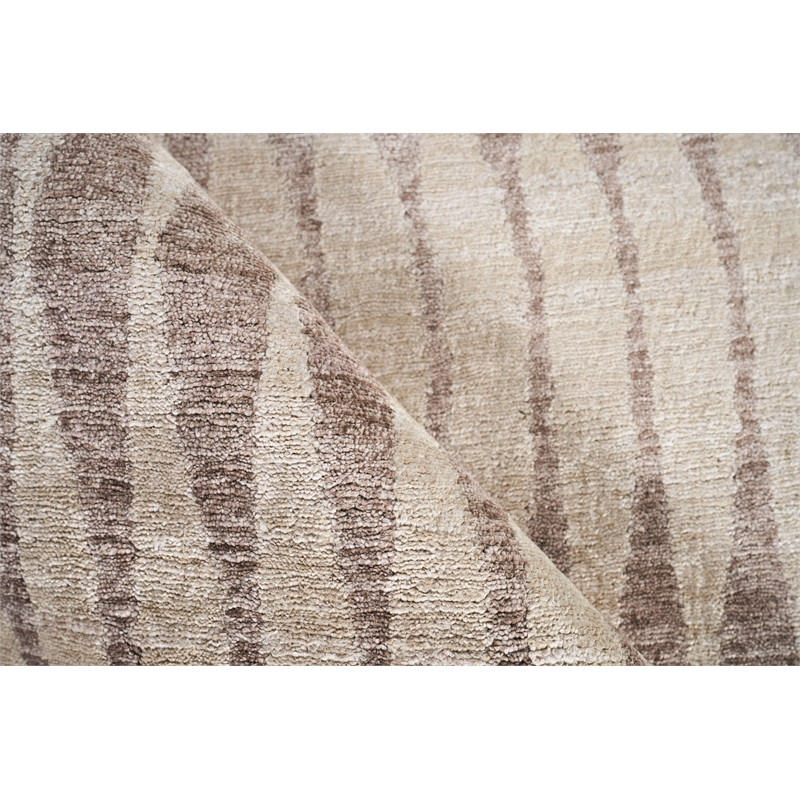 Bamboo Silk Hand-Knotted Bamboo Silk Beige/Brown 12'x15' Area Rug