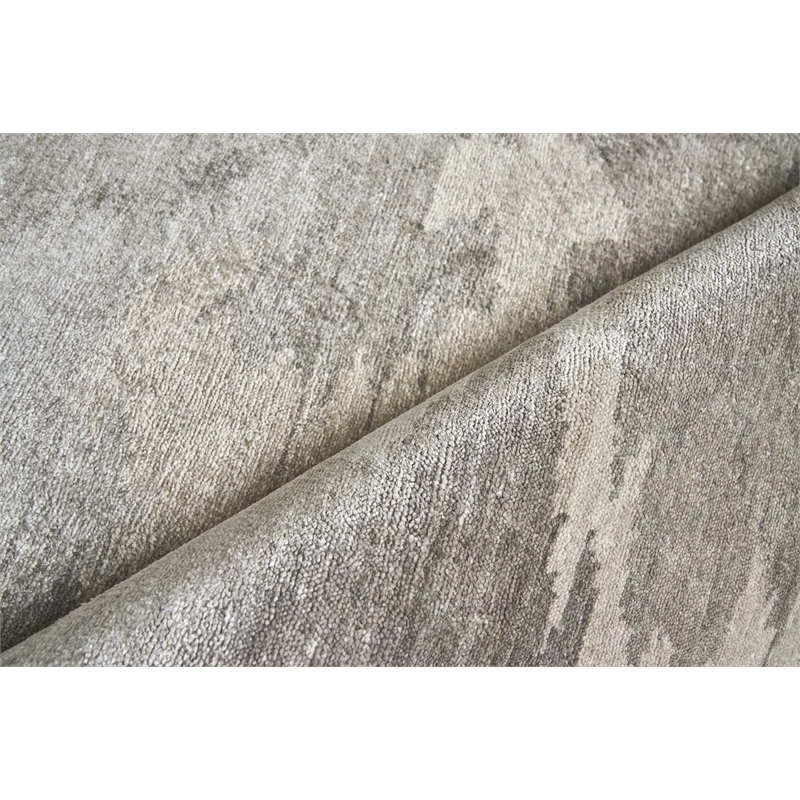 Bamboo Silk Hand-Knotted Bamboo Silk Light Silver/Gray 6'x9' Area Rug