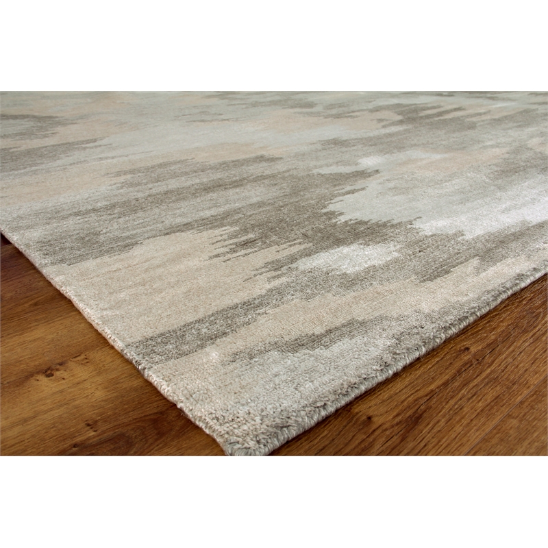 Bamboo Silk Hand-Knotted Bamboo Silk Light Silver/Gray 9'6
