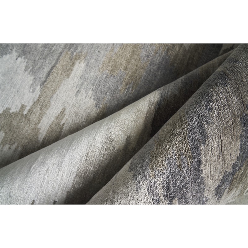 Bamboo Silk Hand-Knotted Bamboo Silk Ivory/Silver 12'x15' Area Rug