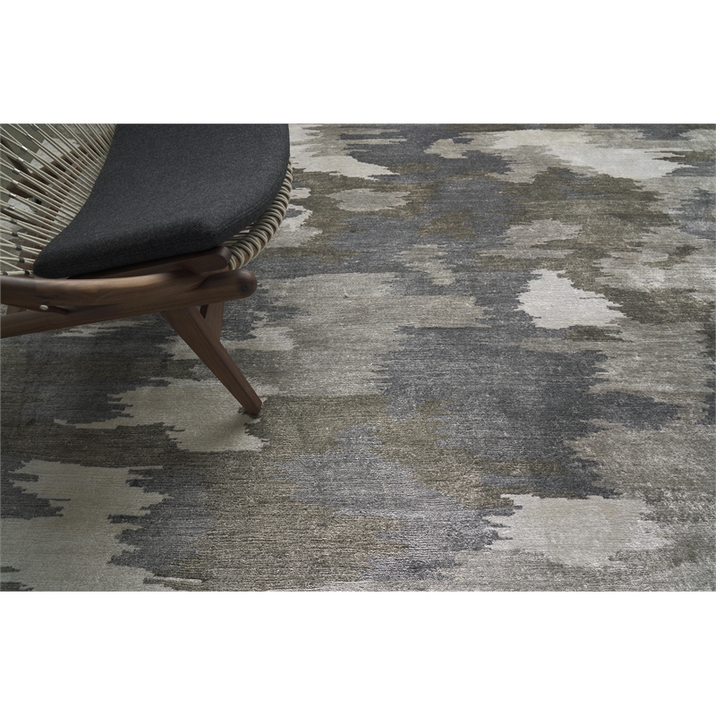 Bamboo Silk Hand-Knotted Bamboo Silk Ivory/Silver 12'x15' Area Rug