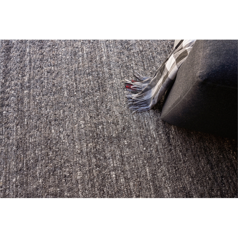 Borelli Handloomed New Zealand Wool Dark Gray 9'x12' Area Rug
