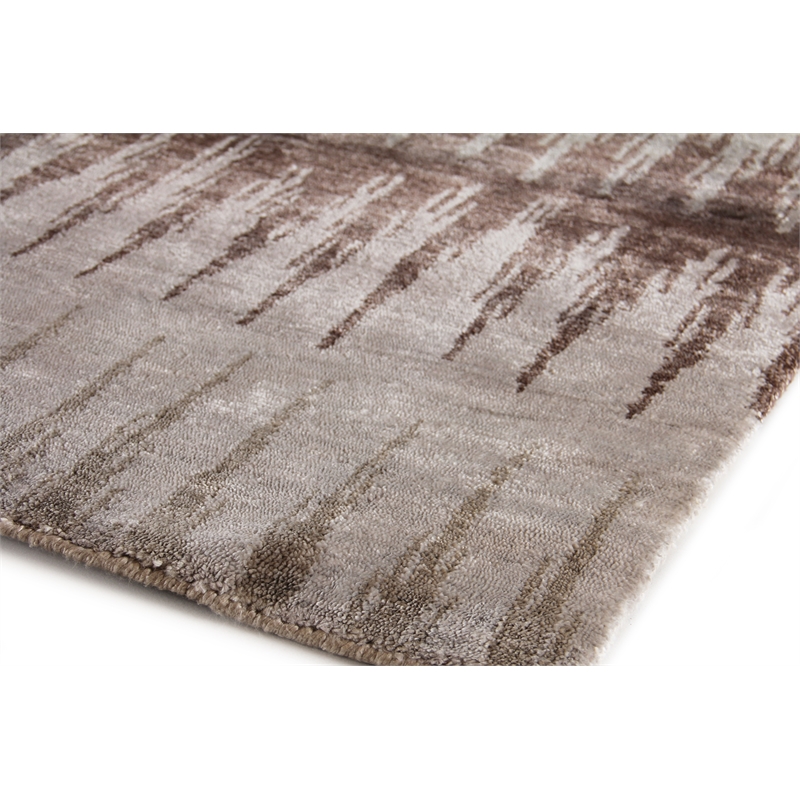 Bamboo Silk Hand-Knotted Bamboo Silk Brown/Gray 6'x9' Area Rug