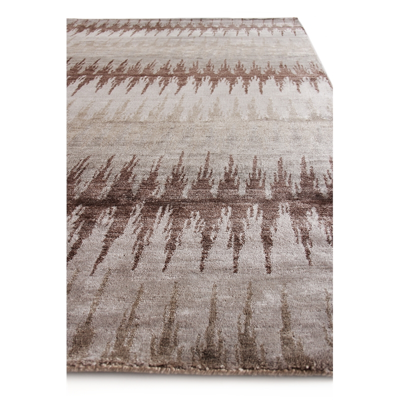 Bamboo Silk Hand-Knotted Bamboo Silk Brown/Gray 6'x9' Area Rug