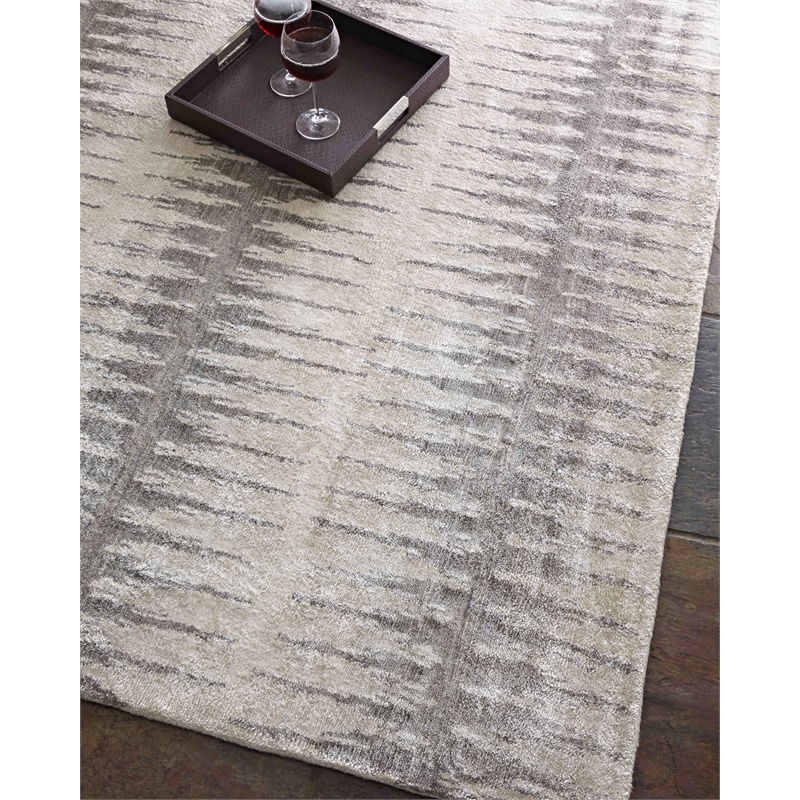 Bamboo Silk Hand-Knotted Bamboo Silk Gray/Silver 6'x9' Area Rug