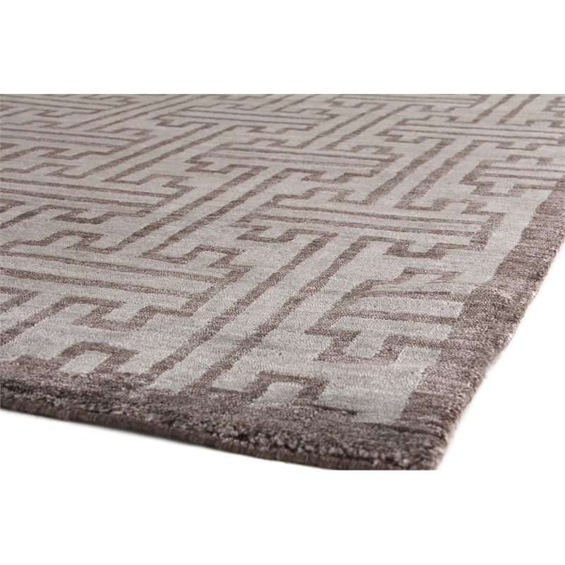 Bamboo Silk Hand-Knotted Bamboo Silk Dark Gray 6'x9' Area Rug