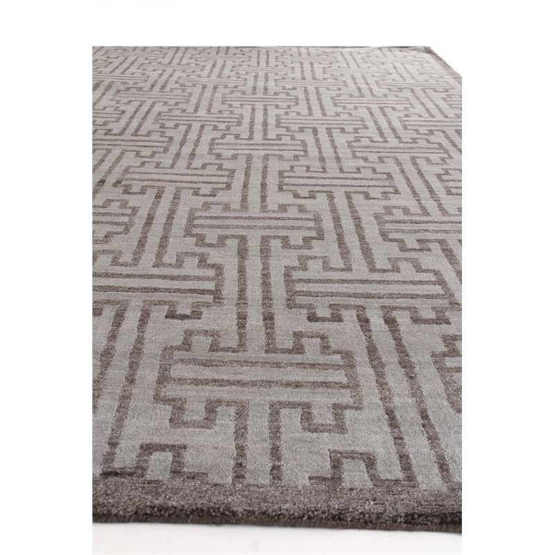 Bamboo Silk Hand-Knotted Bamboo Silk Dark Gray 6'x9' Area Rug