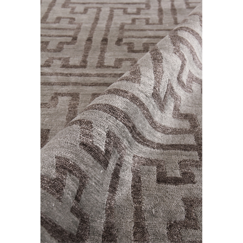 Bamboo Silk Hand-Knotted Bamboo Silk Dark Gray 6'x9' Area Rug