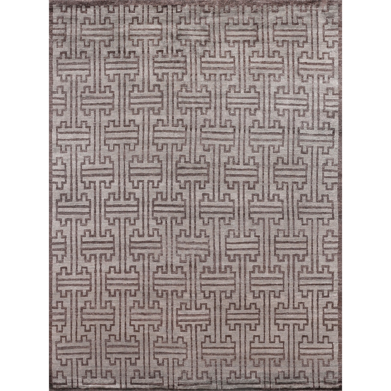 Bamboo Silk Hand-Knotted Bamboo Silk Dark Gray 6'x9' Area Rug