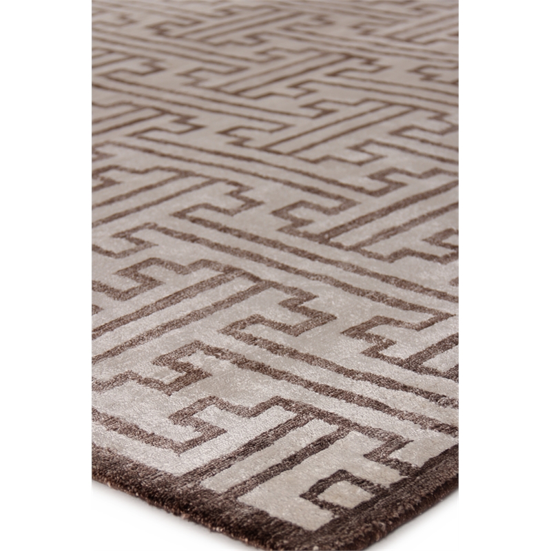 Bamboo Silk Hand-Knotted Bamboo Silk Ivory/Brown 6'x9' Area Rug