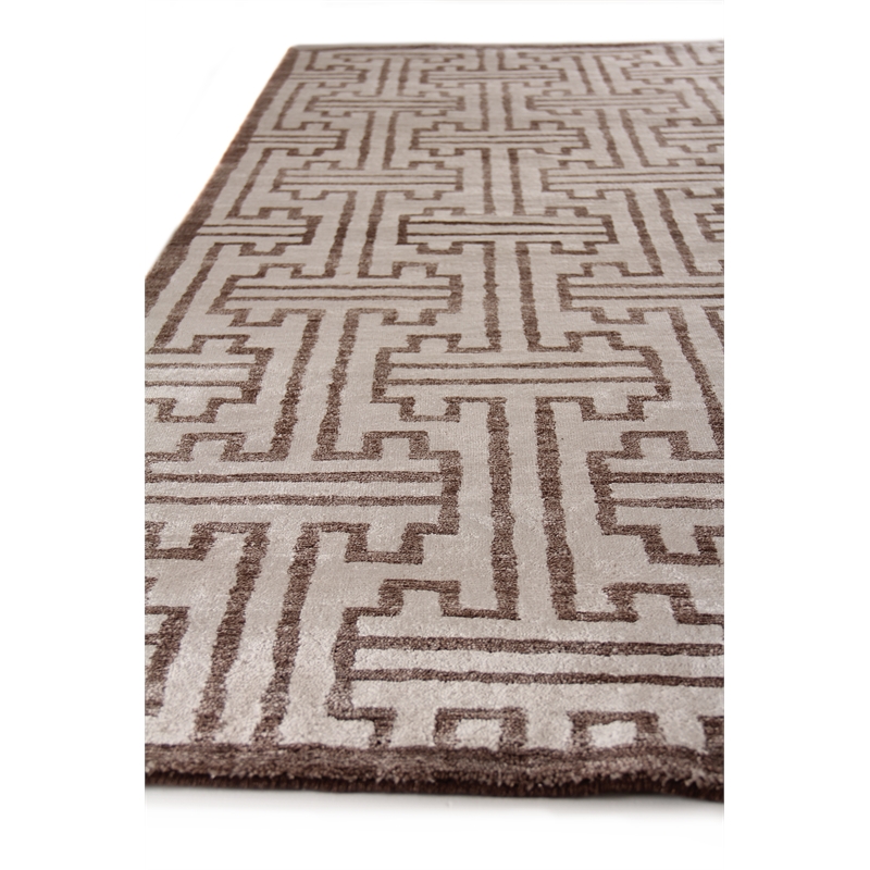 Bamboo Silk Hand-Knotted Bamboo Silk Ivory/Brown 6'x9' Area Rug