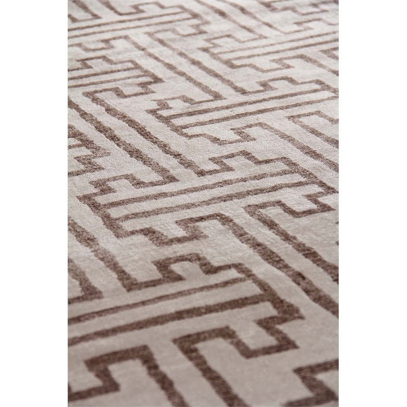 Bamboo Silk Hand-Knotted Bamboo Silk Ivory/Brown 6'x9' Area Rug