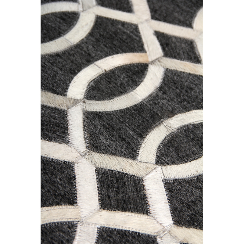 Berlin Hand-Tufted Leather/Viscose Charcoal/Ivory 5'x8' Area Rug
