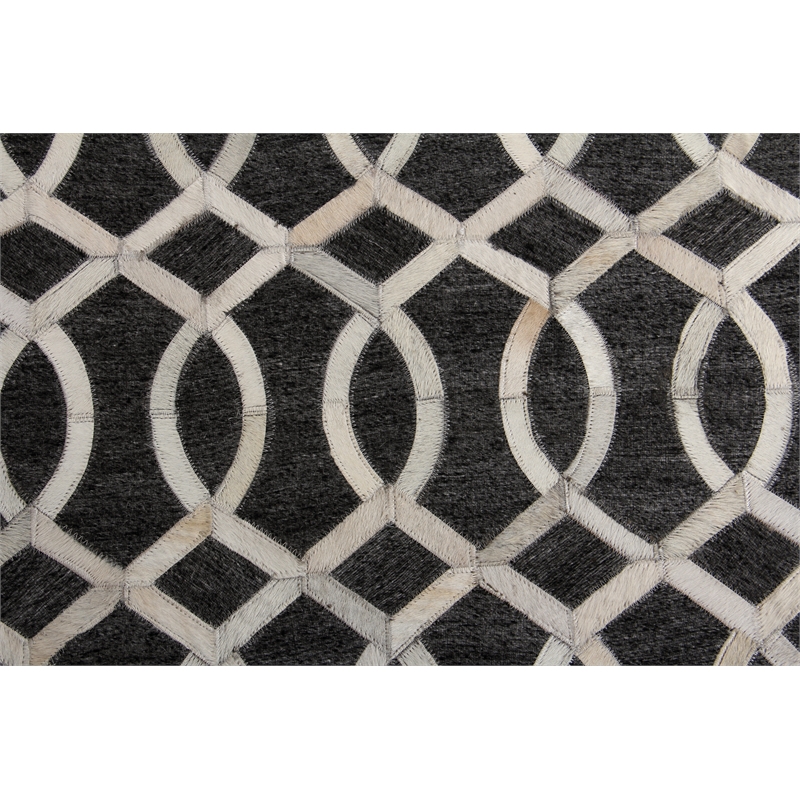 Berlin Hand-Tufted Leather/Viscose Charcoal/Ivory 5'x8' Area Rug