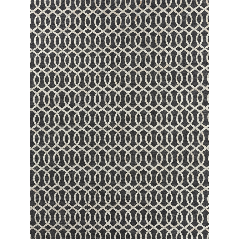 Berlin Hand-Tufted Leather/Viscose Charcoal/Ivory 5'x8' Area Rug