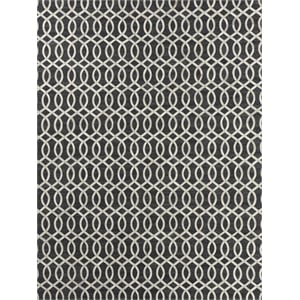 Berlin Hand-Tufted Leather/Viscose Charcoal/Ivory 5'x8' Area Rug