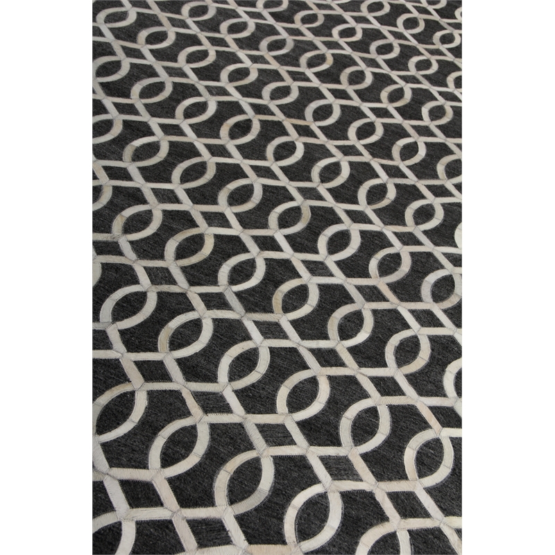 Berlin Hand-Tufted Leather/Viscose Charcoal/Ivory 8'x11' Area Rug