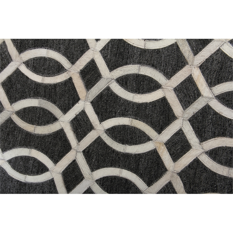 Berlin Hand-Tufted Leather/Viscose Charcoal/Ivory 9'6