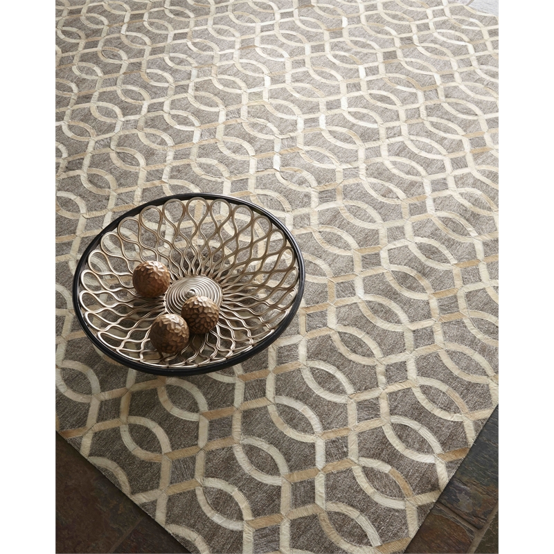 Berlin Hand-Tufted Leather/Viscose Beige/Ivory 11'6