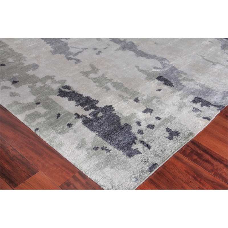 Bamboo Silk Hand-Knotted Bamboo Silk Blue/Gray 6'x9' Area Rug