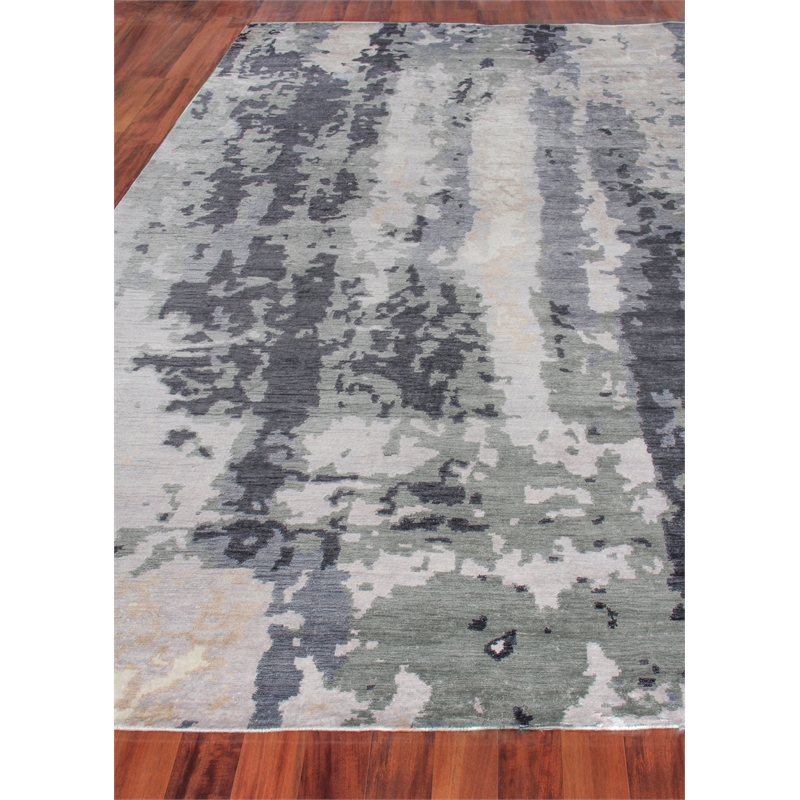 Bamboo Silk Hand-Knotted Bamboo Silk Blue/Gray 6'x9' Area Rug