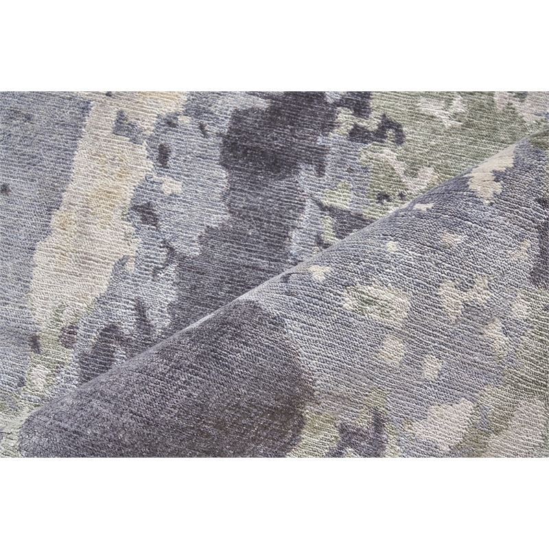 Bamboo Silk Hand-Knotted Bamboo Silk Blue/Gray 6'x9' Area Rug