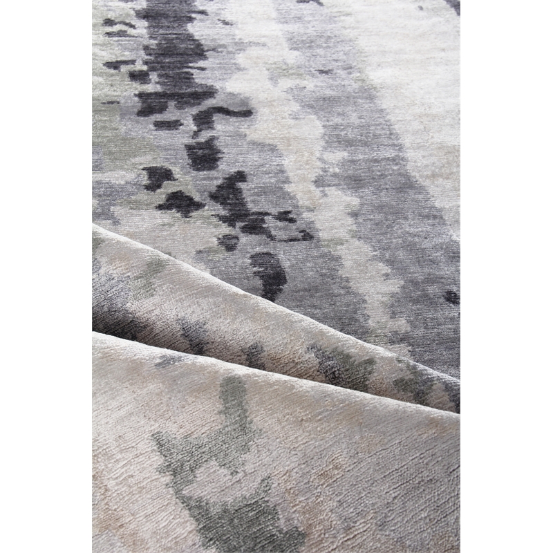 Bamboo Silk Hand-Knotted Bamboo Silk Blue/Gray 6'x9' Area Rug