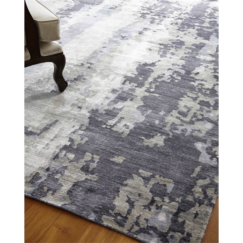Bamboo Silk Hand-Knotted Bamboo Silk Blue/Gray 6'x9' Area Rug