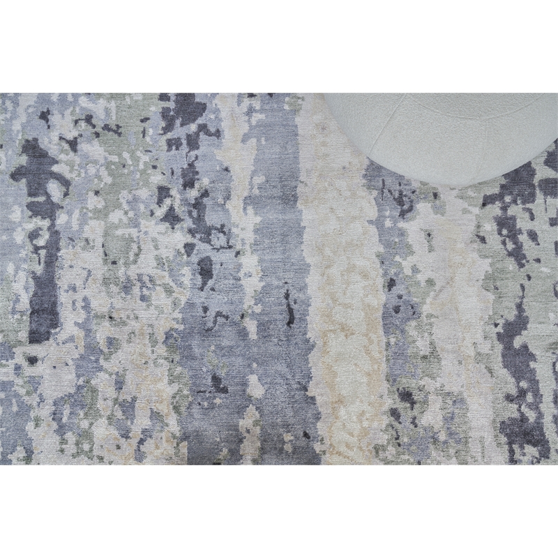 Bamboo Silk Hand-Knotted Bamboo Silk Blue/Gray 6'x9' Area Rug