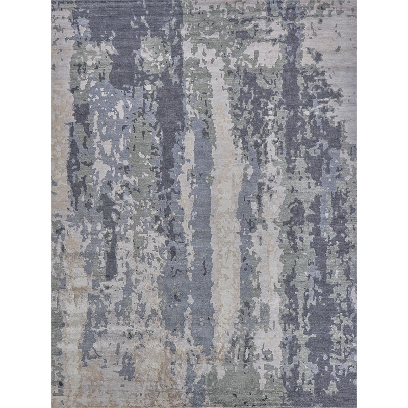 Bamboo Silk Hand-Knotted Bamboo Silk Blue/Gray 6'x9' Area Rug