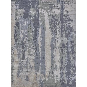 Bamboo Silk Hand-Knotted Bamboo Silk Blue/Gray 6'x9' Area Rug