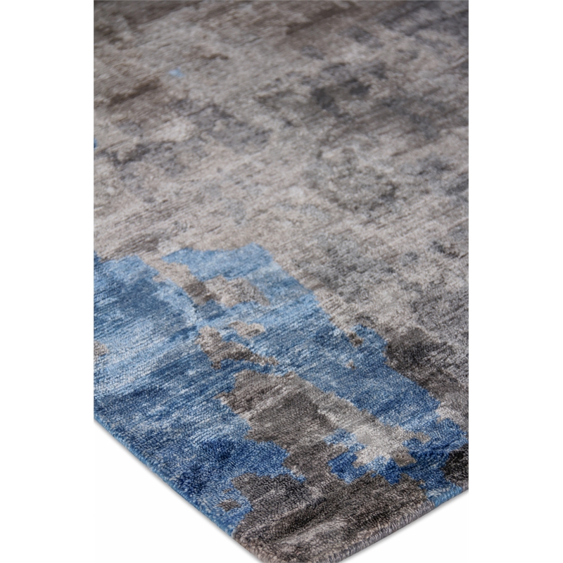 Bamboo Silk Hand-Knotted Bamboo Silk Blue/Gray 8'x21'6