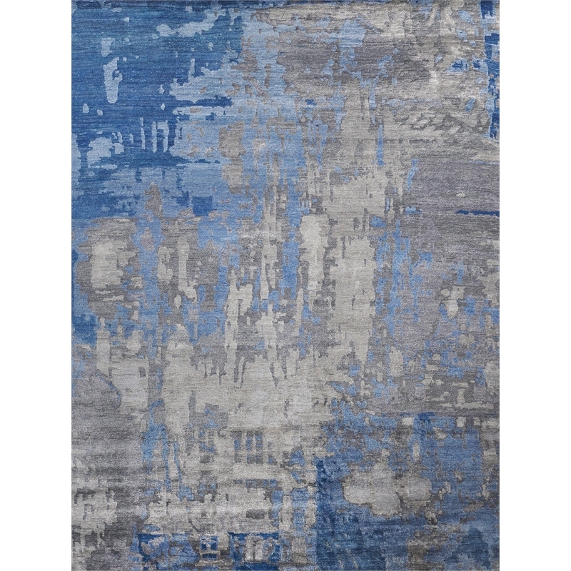Bamboo Silk Hand-Knotted Bamboo Silk Blue/Gray 8'x21'6